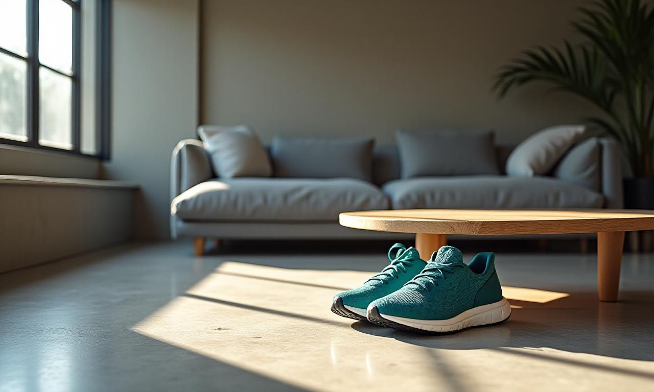 Modern living room interior with subtle running gear details